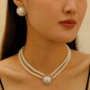 Women's Imitation Pearl Jewelry Threepiece Set With Heart Water Drop Bell Patterns And Alloy Pendants Set With Diamonds