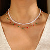 Women's Imitation Pearl Jewelry Threepiece Set With Heart Water Drop Bell Patterns And Alloy Pendants Set With Diamonds