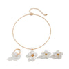 Women's Imitation Pearl Pendant Necklace With Flower And Geometric Pattern Electroplating Treatment Minimalist Style