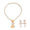 Women's Imitation Pearl Pendant Necklace With Flower And Geometric Pattern Electroplating Treatment Minimalist Style