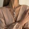 Women's Imitation Pearl Tassel Geometric Snake Bone Chain Necklace Metal Electroplated