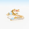 Women's Ins Style Copper Electroplated Small Blue Bouquet Triangle Ring