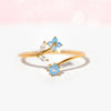 Women's Ins Style Copper Electroplated Small Blue Bouquet Triangle Ring