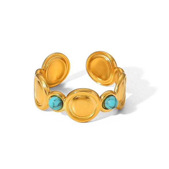 Women's Ins Style Geometric Open Ring Stainless Steel Gem Inlaid