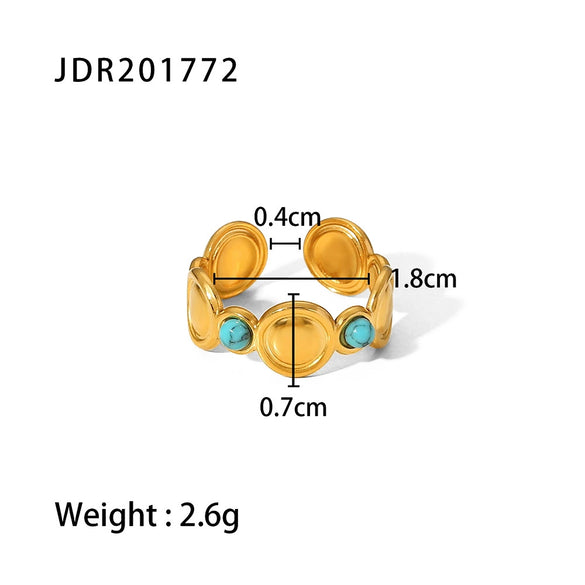 Women's Ins Style Geometric Open Ring Stainless Steel Gem Inlaid
