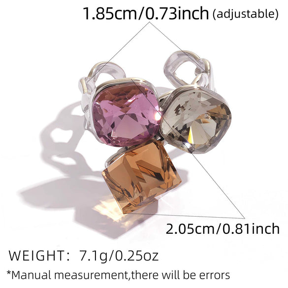Women's Ins Style Geometric Stainless Steel Rings With Pvd Furnace Vacuum Real Gold Plating