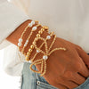 Women's Ins Style Imitation Pearl Beaded Geometric Curved Tube Metal Bracelet With Electroplating