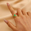 Women's Ins Style Open Diamond Hollow Geometric Heart Shape Stainless Steel Ring And Bracelet With Electroplating