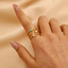 Women's Ins Style Open Diamond Hollow Geometric Heart Shape Stainless Steel Ring And Bracelet With Electroplating