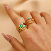 Women's Ins Style Open Diamond Hollow Geometric Heart Shape Stainless Steel Ring And Bracelet With Electroplating