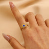 Women's Ins Style Open Diamond Hollow Geometric Heart Shape Stainless Steel Ring And Bracelet With Electroplating