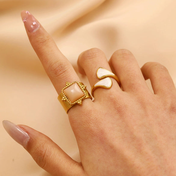 Women's Ins Style Open Diamond Hollow Geometric Heart Shape Stainless Steel Ring And Bracelet With Electroplating