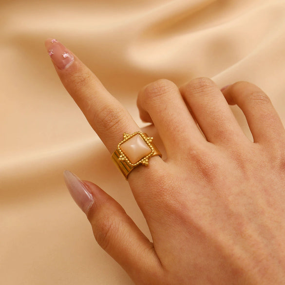 Women's Ins Style Open Diamond Hollow Geometric Heart Shape Stainless Steel Ring And Bracelet With Electroplating
