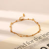 Women's Ins Style Titanium Steel And Stainless Steel Geometric Pattern Double Layer Bead Chain Bracelet With Vacuum Plating And Set With Gemstones