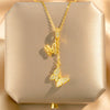 Women's Insects Double Butterfly Pendant Titanium Steel And Copper Necklace With Ochain And Electroplating