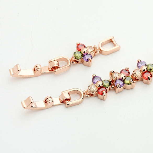 Women's Irregular Copper Bracelet With Flower Motif And Zircon Inlay Electroplated Fashion Jewelry