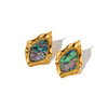 Women's Irregular Diamond Pattern Shell Inlaid Stainless Steel Earrings With 18K Vacuum Plated Geometric Design