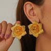 Women's Irregular Flower Earrings Exaggerated Electroplated Iron Statement Jewelry In A Vintage Old Money Style