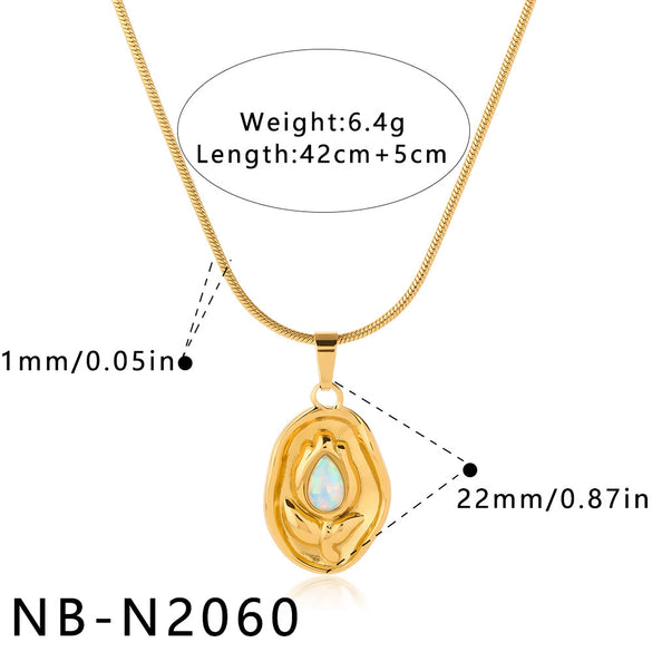 Women's Irregular Flower Geometric Necklace With Resin Inlay And Electroplated Stainless Steel Pendant