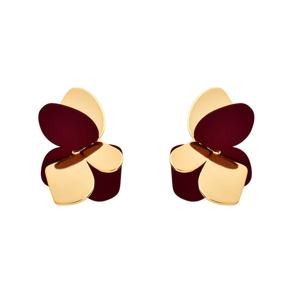 Women's Irregular Geometric Metal Stud Earrings With Spraypainted Colorblock Design And Contemporary Minimalist Style