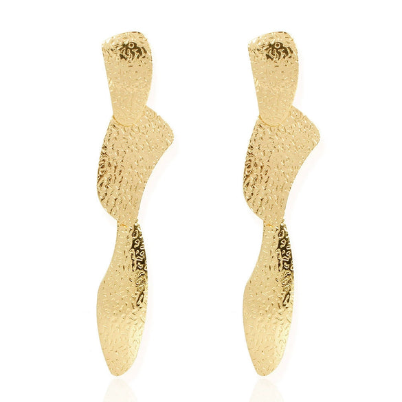 Women's Irregular Geometric Pendant Earrings In Electroplated Iron With Retro Metal Splicing And Exaggerated Street Style
