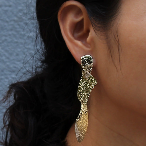 Women's Irregular Geometric Pendant Earrings In Electroplated Iron With Retro Metal Splicing And Exaggerated Street Style