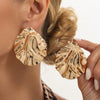 Women's Irregular Geometric Pleated Stud Earrings In Electroplated Iron With Glossy Finish And Steel Posts