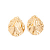 Women's Irregular Geometric Pleated Stud Earrings In Electroplated Iron With Glossy Finish And Steel Posts