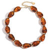 Women's Irregular Geometric Resin Beaded Necklace With Electroplated Collarbone Chain Elegant Simple Fairy Style Jewelry