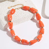 Women's Irregular Geometric Resin Beaded Necklace With Electroplated Collarbone Chain Elegant Simple Fairy Style Jewelry