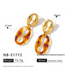Women's Irregular Geometric Stainless Steel Earrings With Resin Design And 18K Gold Vacuum Plated Retro Fashion Finish