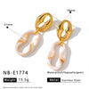 Women's Irregular Geometric Stainless Steel Earrings With Resin Design And 18K Gold Vacuum Plated Retro Fashion Finish