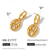 Women's Irregular Geometric Stainless Steel Earrings With Resin Design And 18K Gold Vacuum Plated Retro Fashion Finish