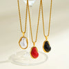 Women's Irregular Geometric Stainless Steel Necklace With Resin Inlay And 18K Vacuum Plated Finish Elegant Fashion Jewelry