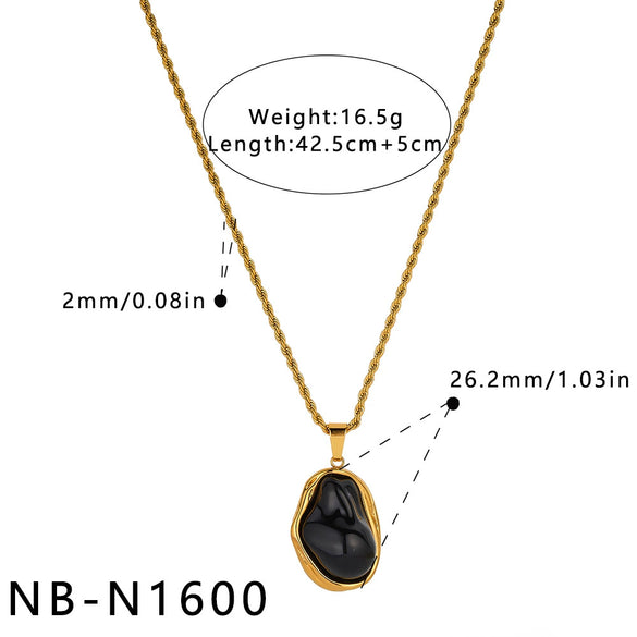 Women's Irregular Geometric Stainless Steel Necklace With Resin Inlay And 18K Vacuum Plated Finish Elegant Fashion Jewelry