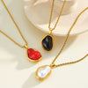 Women's Irregular Geometric Stainless Steel Necklace With Resin Inlay And 18K Vacuum Plated Finish Elegant Fashion Jewelry