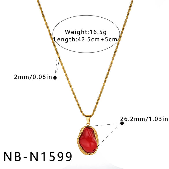 Women's Irregular Geometric Stainless Steel Necklace With Resin Inlay And 18K Vacuum Plated Finish Elegant Fashion Jewelry