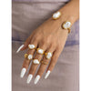 Women's Irregular Geometric Stainless Steel Open Ring With Pleated Design And 18K Vacuum Plated Light Luxury Finish