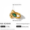 Women's Irregular Geometric Zircon Inlaid Stainless Steel Open Ring With 18K Vacuum Plated Finish