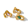 Women's Irregular Geometric Zircon Inlaid Stainless Steel Open Ring With 18K Vacuum Plated Finish