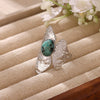 Women's Irregular Hammered Leaf Open Ring With Natural Stone Goldplated Stainless Steel Geometric Fashion Jewelry