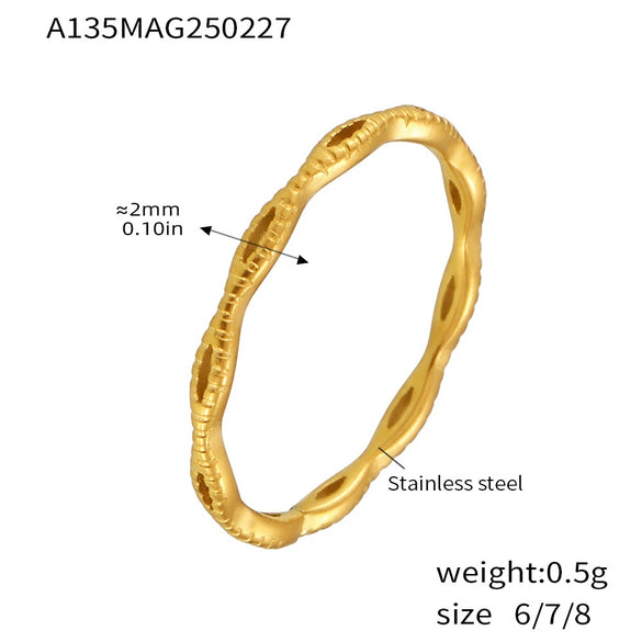 Women's Irregular Open Ring Titanium Steel Pvd Plated Geometric Light Luxury Style