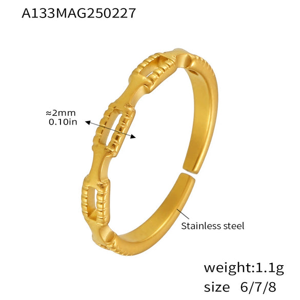Women's Irregular Open Ring Titanium Steel Pvd Plated Geometric Light Luxury Style