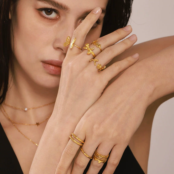 Women's Irregular Open Ring Titanium Steel Pvd Plated Geometric Light Luxury Style