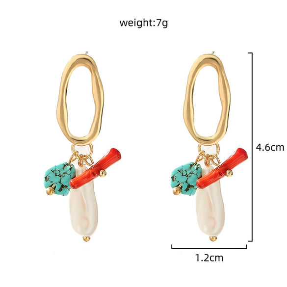 Women's Irregular Resin And Alloy Earrings With Electroplated Multi Element Fashion Design Statement Jewelry