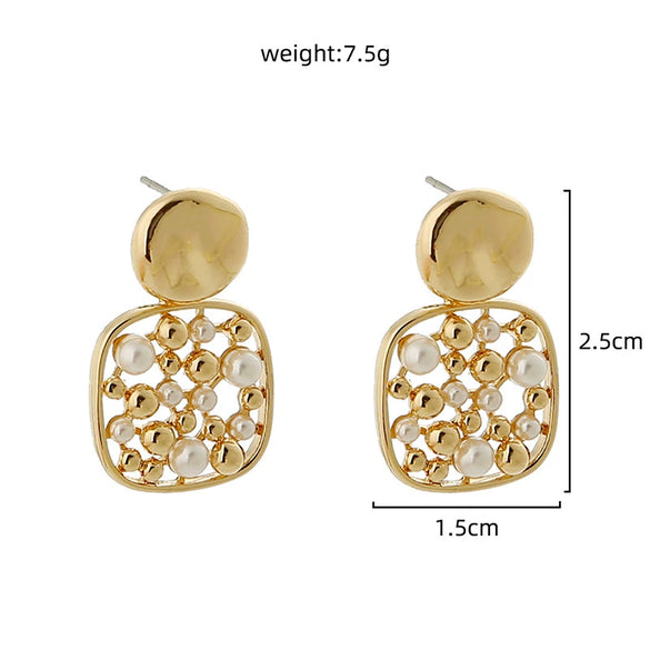 Women's Irregular Resin And Alloy Earrings With Electroplated Multi Element Fashion Design Statement Jewelry