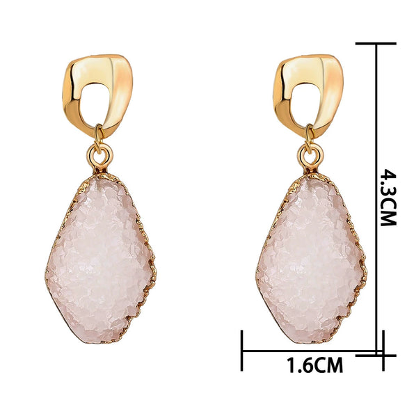 Women's Irregular Resin And Alloy Earrings With Electroplated Multi Element Fashion Design Statement Jewelry