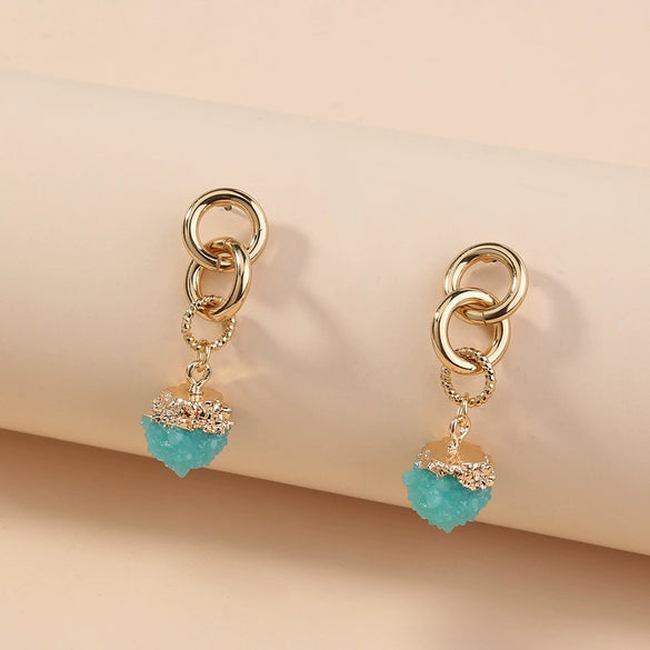 Women's Irregular Resin And Alloy Earrings With Electroplated Multi Element Fashion Design Statement Jewelry