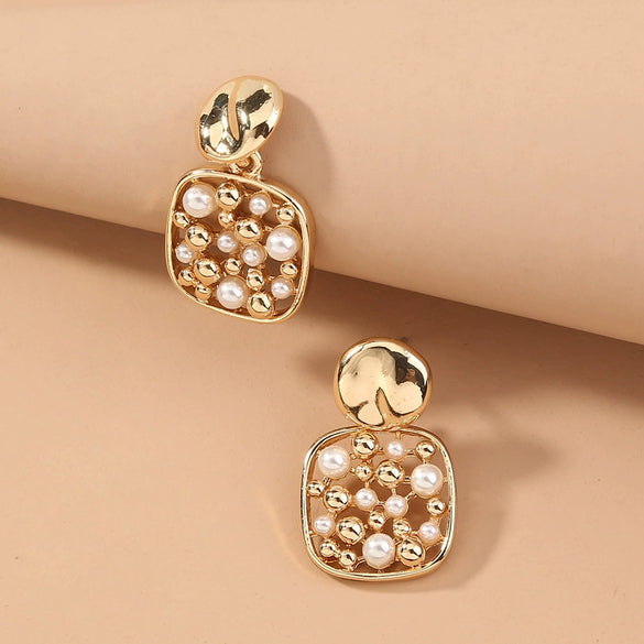 Women's Irregular Resin And Alloy Earrings With Electroplated Multi Element Fashion Design Statement Jewelry