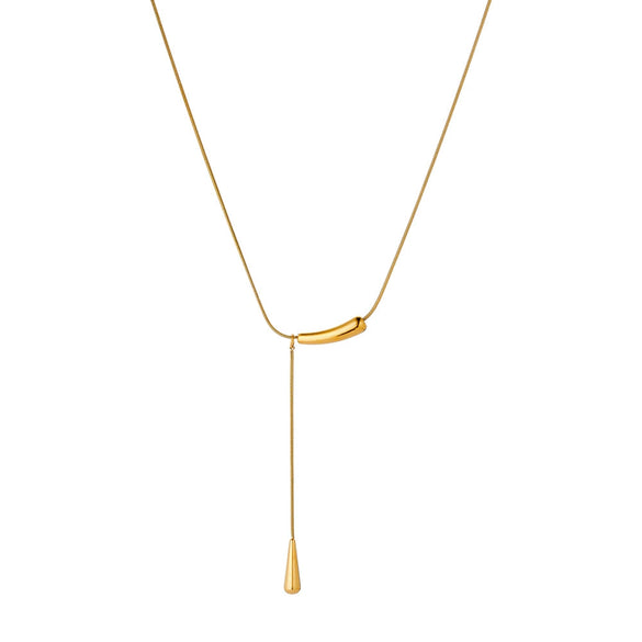 Women's Irregular Water Drop Geometric Pendant Necklace In Electroplated Stainless Steel With Regular Chain